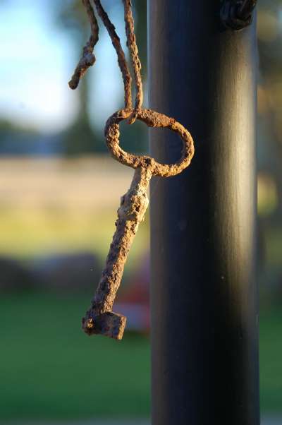 Rusty key dangling